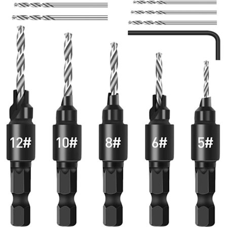 5 st Försänkare Borr Set med Sexkantnyckel 1/4 "