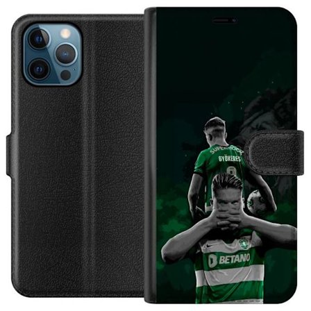 Kompatibel Tegnebogsetui til Apple iPhone 12 Pro Neonmotiv med teksten "Gaming er i mit DNA" på en blå og rød murvæg med en lysende DNA-spiral.