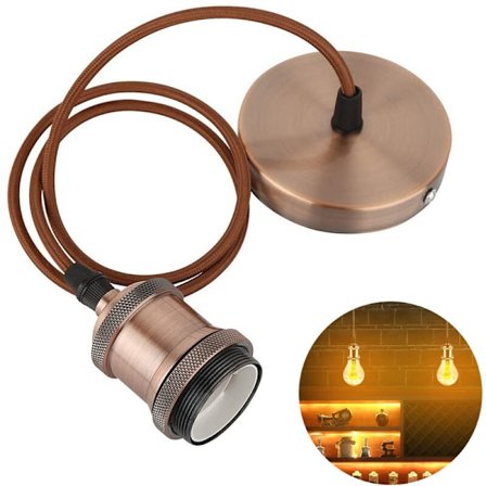 Industriell Mini Pendellampa Singel Vintage Sockel E27 Lamphållare Svart Vävd Tyg Pendellampa Sladd Justerbar Hängande Ljus Kit, stil 2