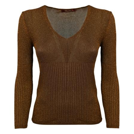 Max Mara Studio V-neck Strik Brun, Dame Striktrøjer