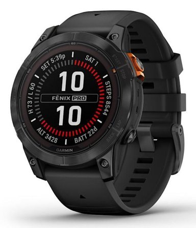 Garmin fenix 7 Pro Solar - skifergrå - sportsur med bånd - svart - 32 GB