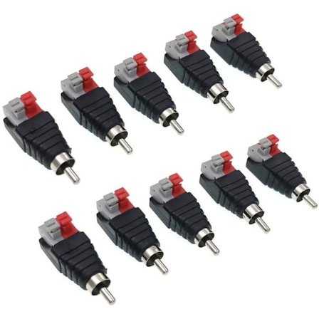 10-pakning RCA til høyttalerkabeladapter Subwoofer Phono RCA-hann til AV 2 skruklemmer Huntype for CCTV T-Audace