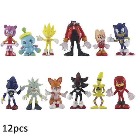12 stk Sonic Actionfigurer til Børn og Voksne Tegneseriefigurer Legetøj Kagedekoration Samleobjekter Model Dukke Legesæt Skrivebordsdekorationer Gaver