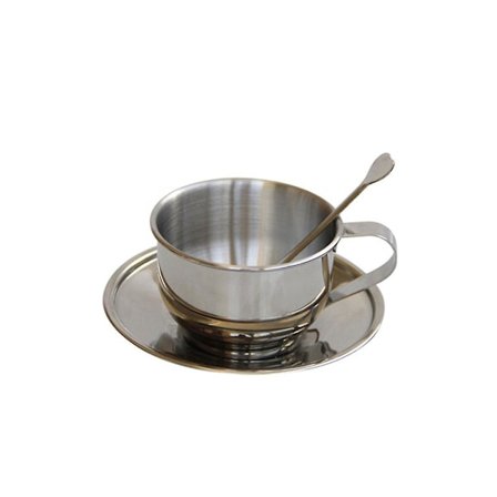 Isolerte kaffekopper med skje og fat for Latte, Melk, Te, Espresso (FMY)