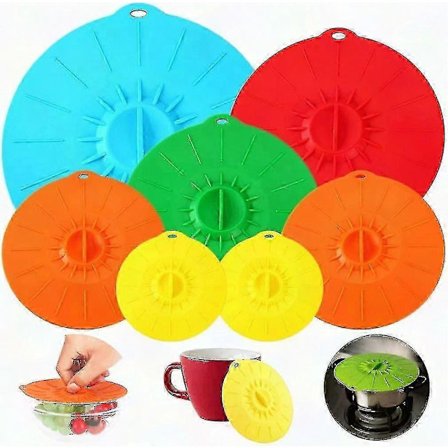 Silikonlock för mikrovågsugn och spis - 5 storlekar stänkskydd för skålar, tallrikar, kastruller och mer återanvändbara lock