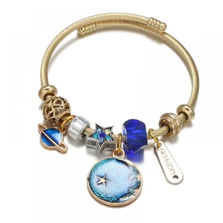 Rostfritt stål armband serie guld öppet armband stjärna DIY pärlarmband för kvinnor, en gåva till familj eller vänner