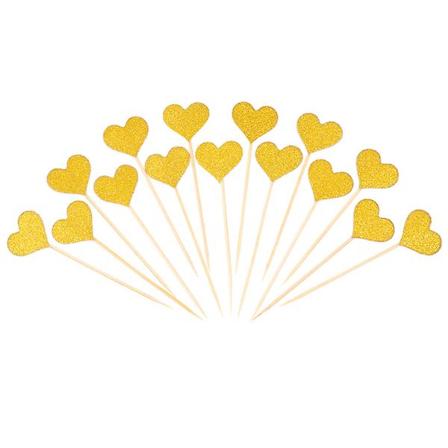 Barnedekorasjon Festdekorasjoner Hjerte Kake Topper Kakedekorering Tilbehør Bakevarer Dekorerende Til Golden