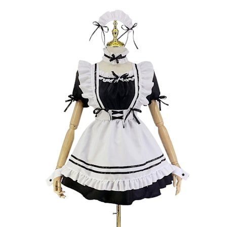 Anime fransk hushjelp kjole søt hushjelp cosplay kjole for Halloween hushjelp kostyme antrekk sett