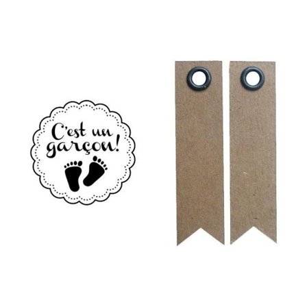 Puiset tampponet Poika syntymä + 20 kraft lippuetikettiä