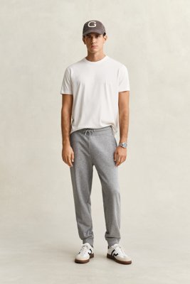 GANT - Joggebukser med liten shield-logo til herre grey melange
