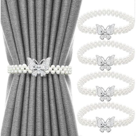 Gardinbindere, sommerfugl gardinklemmer, perle gardin draperingsklemmer til hjemmet/kontoret/stuen/gardindekoration