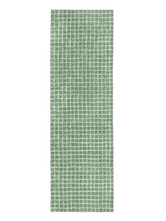 Washable Checkered Linn Green/Mint Green Runner Rug Small Oeko-Tex