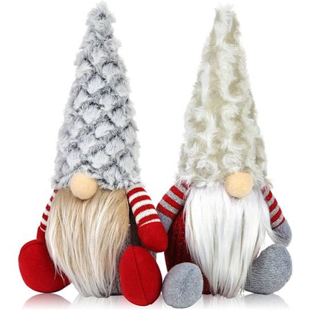 2 st Jul Tomte Plyschdocka, Bedårande Handgjorda Jul Sittande Jultomte Dvärg Dockor Dvärgälva Figurer (25cm x 16cm)