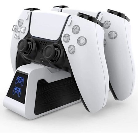 (Musta) PS5-ohjaimen laturi Playstation 5 -ohjaimelle, kaksois-USB-pikalatausteline merkkivalolla