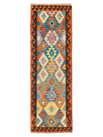 Oriental Kilim Afghan Old Style Rug 82X246 Runner Red/Black Wool, Afghanistan