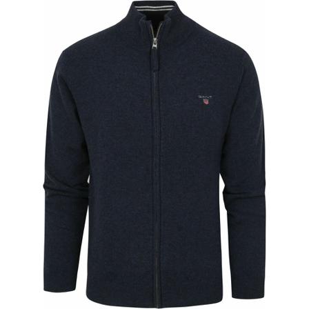 Gant, Gant Vest Wol Navy Melange Blauw, Heren, Maat:2XL