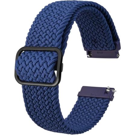Nylonklockarmband, justerbara flätade öglor för män och kvinnor, 16 mm 18 mm 19 mm 20 mm 22 mm 24 mm att välja mellan Blue / Black Buckle 20mm