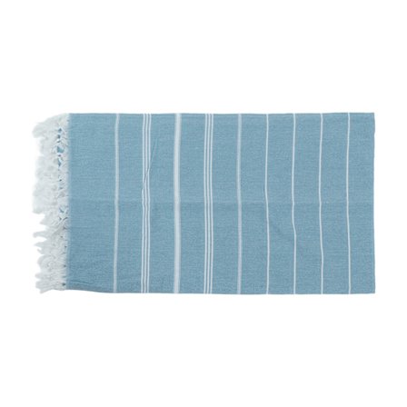 Stripe Strandhåndkle Ekstra Stor Størrelse Sjal Håndkle med Kvast for Reise Camping Trening Basseng Blå
