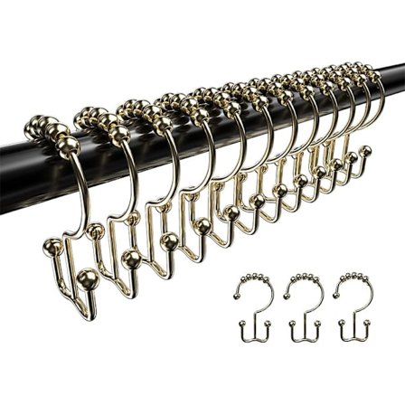 Duschdraperi krokar ringar, rostfria metall dubbla glidande duschdraperi C