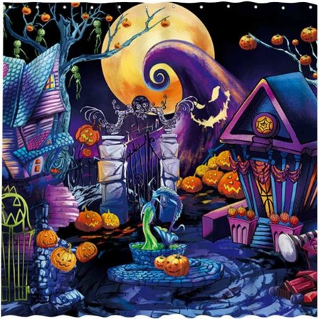 IC 72" x 72" Halloween före jul Duschdraperi för badrumsset Trunk Trick or Treat Hem Baddekor Dekorationer 12 krokar