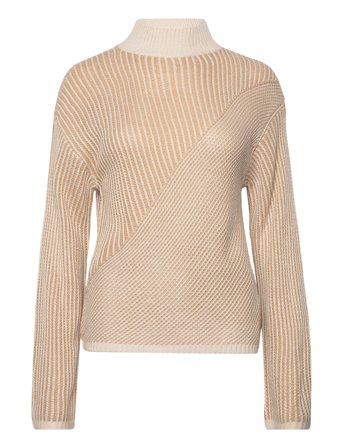 Vidubline L/S Highneck Knit Top Beige Vila