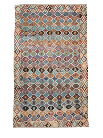Orientalisk Kelim Afghan Old Style Matta 314X504 Brun/Mörkgul Stor Ull, Afghanistan