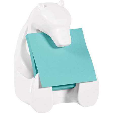 Super Sticky Znotes Dispenser 'Bear', vit, monterad