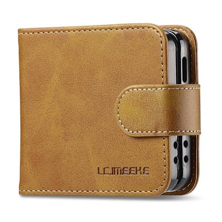 LC.IMEEKE Plånboksfodral Samsung Galaxy Z Flip 7 Cognac