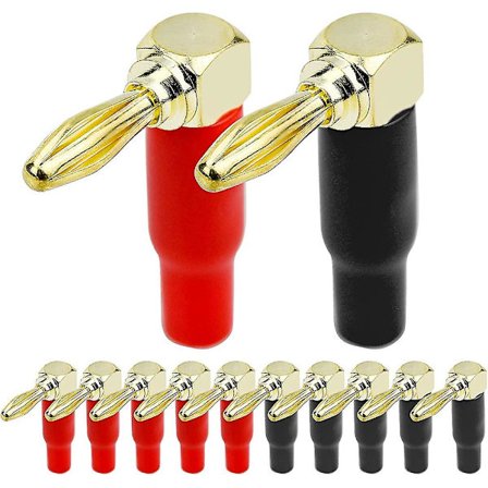 12 stk 90 Graders Bananeplugger, 4 mm Rent Kobber Forgylt L-Formet Bananekoblinger For Høyttalerkabel, A/V-mottakere, Forsterkere