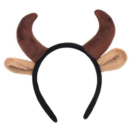 Plysj Ku Ører og Horn Hårbøyle Morsom Dyr Cosplay Party Kostyme Hårbøyle (FMY) Brun