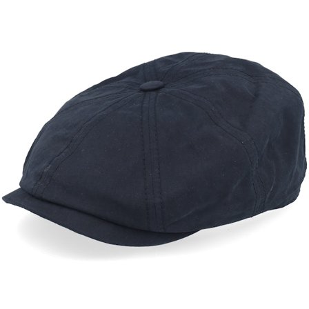 Stetson - Hatteras Waxed Cotton Wr Black Flat Cap Flatcap Black Cap - @ Hatstore