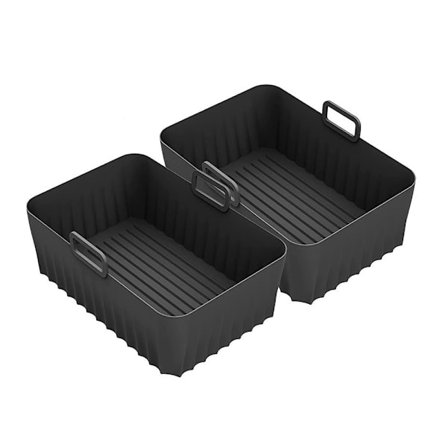Rektangulær Airfryer-innlegg Gjenbrukbar Silikon Bakebrett Airfryer-innlegg Egnet For Ovn Dobbel Kurv Airfryer Kjøkkentilbehør (Svart)