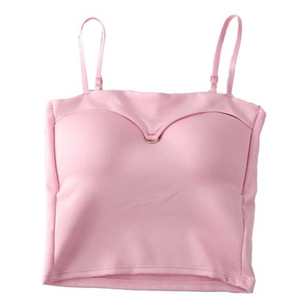 Vadderad Ärmlös Tank Top Utskuren Slim Fit Exponerad Midja Spaghettiband BH Rosa Fri Storlek 40-65kg