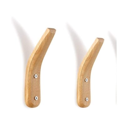 2 st väggmonterade klädkrokar i trä Naturligt trä Väggmontering S