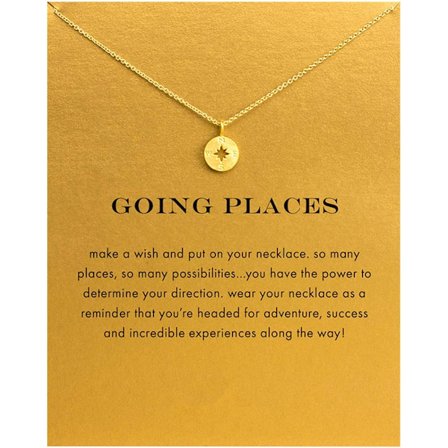 Nyckelbenhalsband med välsignelsekort, litet och elegant guldkompasshänge kedja, elegant kostymhalsband smycken