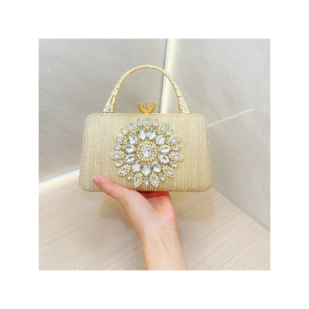 Glitter Clutch för dam – Plisserad diamantkvällsväska för bröllop, Rhinestone-väska