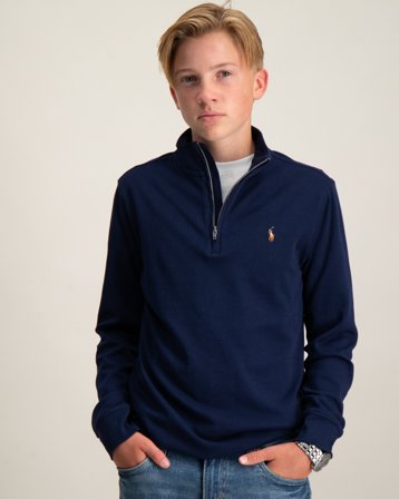 Polo Ralph Lauren Cotton Interlock Quarter-Zip Pullover Blå Tröjor Kille - Kids Brand Store