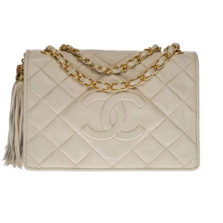 Chanel Vintage, Pre-owned Leather chanel-bags Beige, Dames, Maat:ONE Size,leer