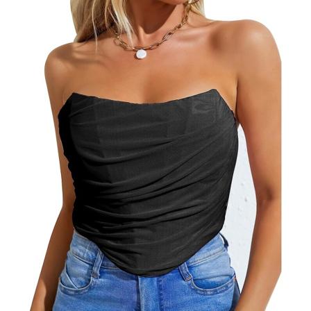 Korsett Topp Dam Bustier Toppar för Kvinnor Black 3XL