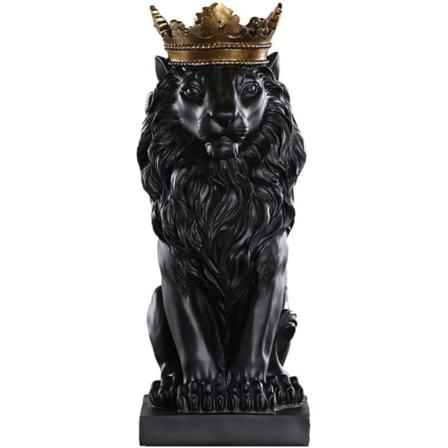 4 Farger Kreativ Gull Løvekrone Statue Dyrefigur Harpiks M