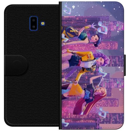 Kompatibel Tegnebogsetui til Samsung Samsung Galaxy J6+ Futuristisk K-Pop Demon Hunters pigegruppe illustration med neonbyens popkultur æstetik og kr