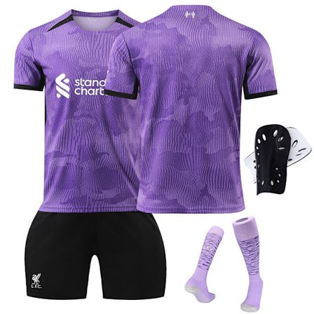 2023-2024 Liverpool 2. bortedrakt for barn med sokker og knebeskyttere - Uten nummer #L Uten nummer