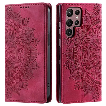 Mobilskal till Samsung Galaxy S26 Ultra Magnetstängning Konstläder Mönster Rosa