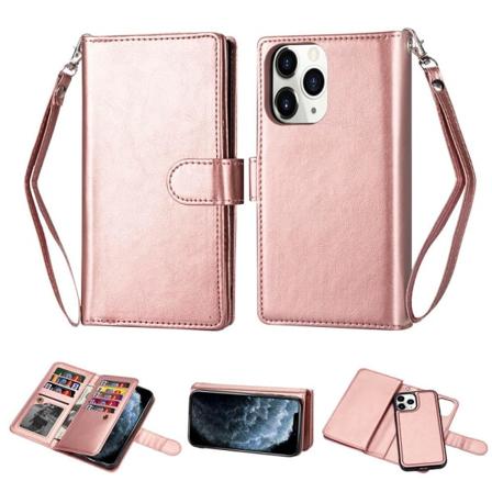 iPhone 12 Pro - Stilsäkert Effektfullt 9-Korts Plånboksfodral Roséguld