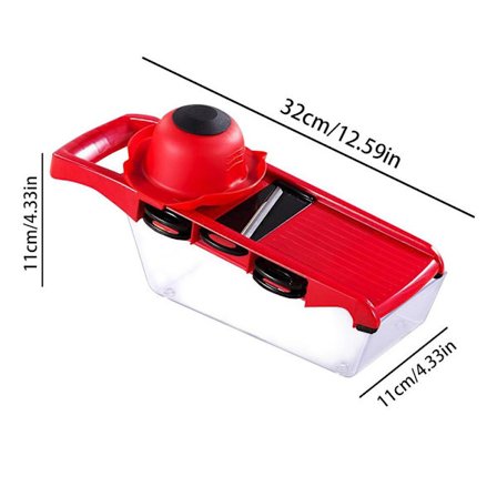 Multifunktionell grönsaksskärare skärare med 6 blad Manuell mathackare Morot Potatisriv med förvaringsbehållare