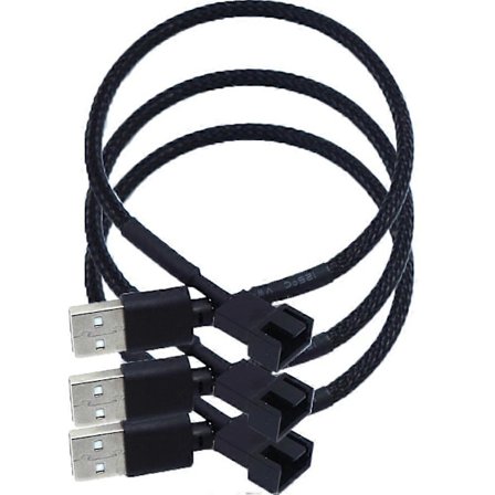 3st USB till 4-Pin Fläkt Adapter Kablar 4-Pin Dator PC Fläkt Strömkabel Kontakt Adapter Anslut (Svart)