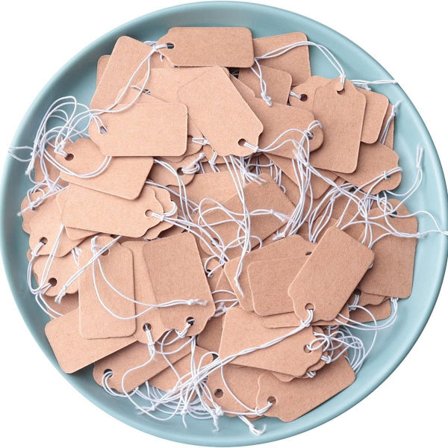 Sowaka 100 stk. Display Tags med Hengeledning Mini Kraftpapir