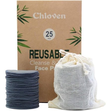 Letvaskelige og hurtigtørrende genanvendelige makeupfjerningspads af bambus, blød og absorberende økologisk bomuld, miljøvenlige vatrondeller til 