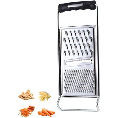Grater i rustfritt stål for ost, grønnsaker - med sklisikkert grep