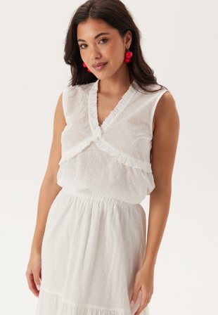 Happy Holly - Cotton Dobby Dot Blouse - White - Kläder - - Bubbleroom